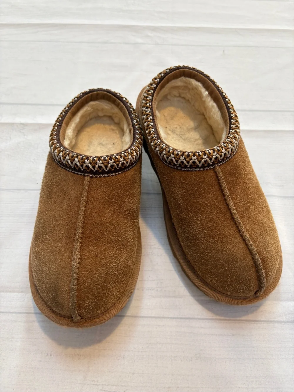 UGG Kids Chestnut Suede Slip-On Shearling Slippers